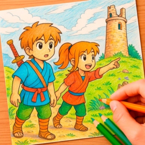 Coloring Book Scene 24: The Watchtower