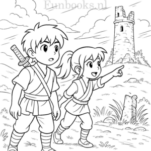 Printable coloring page 24 from Blade & Bloom – epic fantasy scenes for kids to color and enjoy.