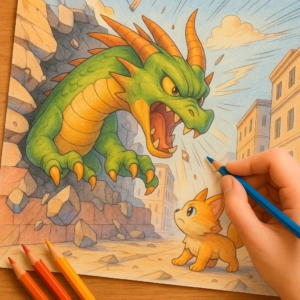 Coloring Book Scene 13: The Cracks in the Wall