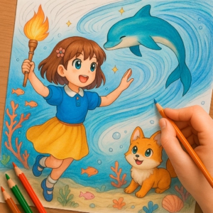 Coloring Book Scene 45: The Spirit of Water – Azure