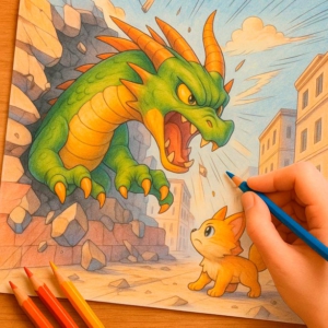 Coloring Book Scene 13: The Cracks in the Wall