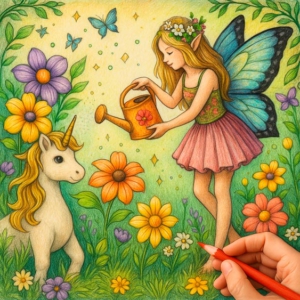 Enchanted Forest – Coloring Scene 1: The Magic Garden