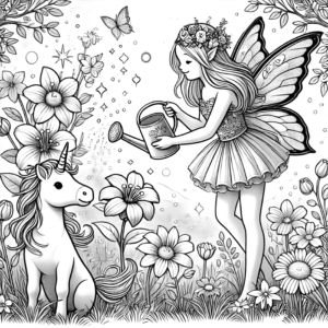 Free Printable Coloring Pages – Unicorns & Fairies Enchanted Forest