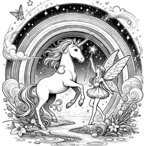 Free Printable Coloring Page 10 – Unicorns & Fairies Magical Kingdom
