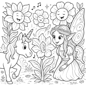 Unicorns-&-Fairies-vol3-Scene-18-Coloring-Page