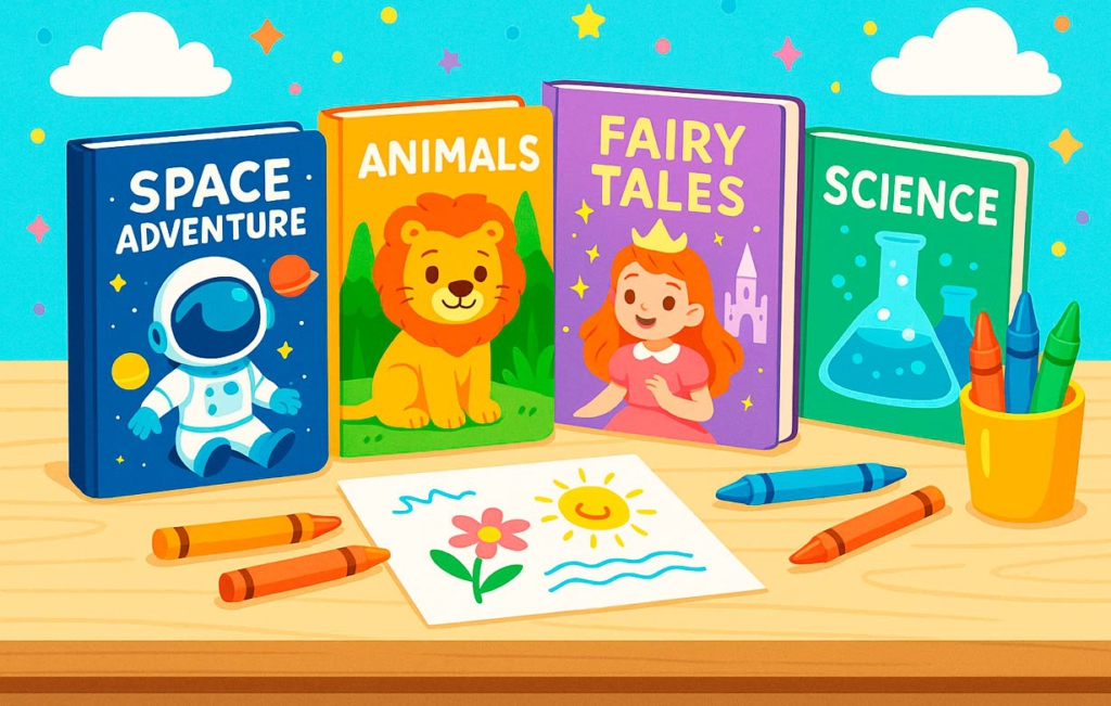Our mission is to spark imagination and curiosity through a growing library of fun and educational books for kids, covering everything from magical adventures to science-packed journeys. Whether your child loves stories about space, fairy tales, animals, or simple experiments — we create every page with joy, love, and the goal to bring bright ideas to young readers. All our books are available on Amazon and designed to help children develop creativity, focus, and a sense of wonder — while having fun and learning along the way. Explore our new releases, discover printable extras, and join us on a colorful journey of storytelling, discovery, and creativity.
