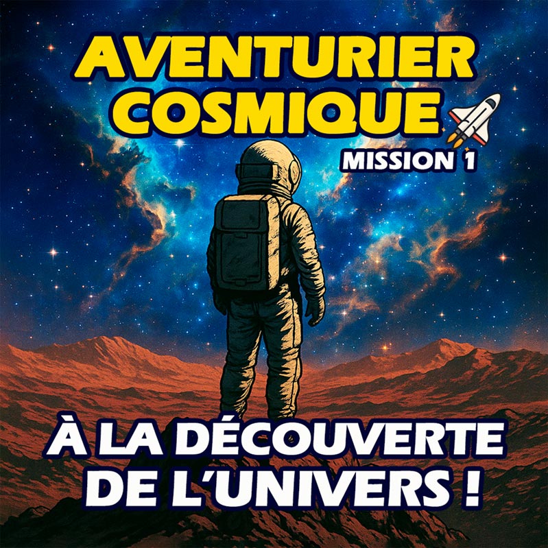 Livre illustré d’aventure de science-fiction pour enfants, avec des voyages dans l’espace, des planètes et l’exploration du cosmos.
