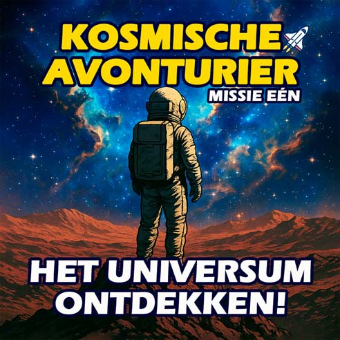 Geïllustreerd sciencefiction-avonturenboek voor kinderen met ruimtereizen, planeten en kosmische ontdekkingen.
