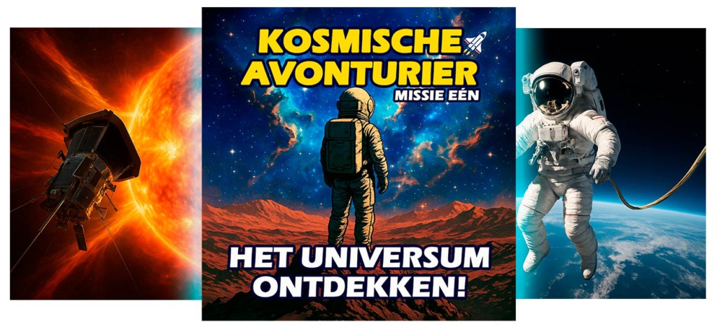 Kosmische Avonturier boekenreeks voor kinderen over planeten, sterrenstelsels, zwarte gaten, astronauten en het universum — leuke en leerzame ruimte-avonturen.