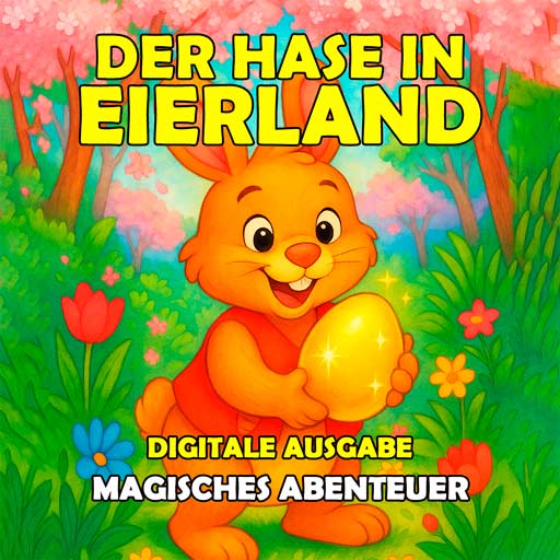 Der Hase in Eierland – Digitale Ausgabe Magisches Oster-eBook für Kinder – begleite den Hasen auf seinem Abenteuer durch Eierland mit Süßigkeitenwelten, versteckten Eiern und zauberhaften Überraschungen. Für Kindle, Android & iPhone.