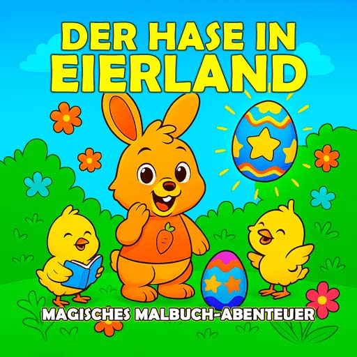 Der Hase in Eierland – Ein magisches Osterabenteuer–Malbuch für Kinder Oster-Malbuch mit Süßigkeitenländern, versteckten Eiern und dem magischen Abenteuer des Hasen durch das Eierland.