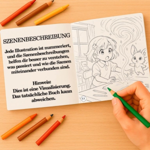 Illustriertes Malbuch mit nummerierten Szenen