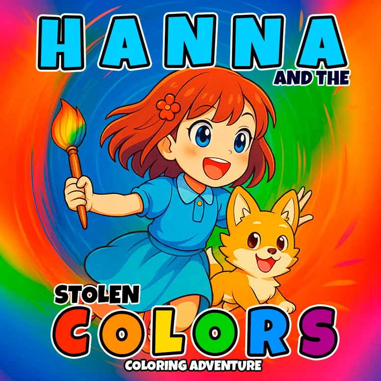 Hanna and the Stolen Colors: Coloring Adventure coloring adventure Anime-inspired coloring book for kids about magic, color spirits, and an artistic quest to save a fading world