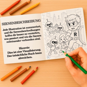 Illustriertes Malbuch mit nummerierten Szenen