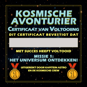 Kosmische Avonturier: Missie Eén – Certificaat