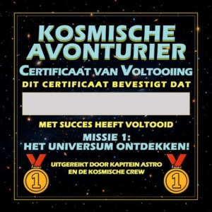 Kosmische Avonturier: Missie Eén – Certificaat