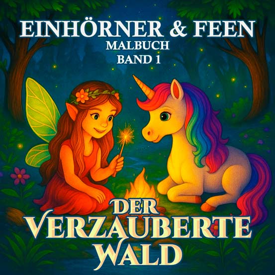 Einhörner & Feen Malbuch – Band 1: Der Verzauberte Wald Geschichtenbasiertes Fantasy-Malbuch für Kinder mit Einhörnern, Feen und magischen Waldabenteuern.