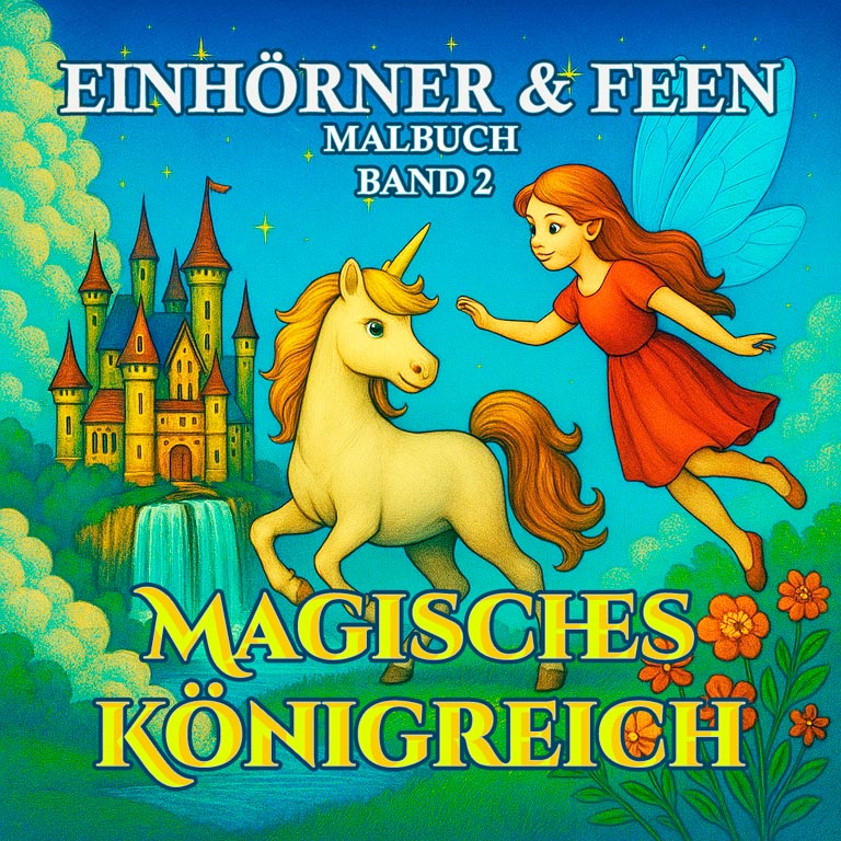 Einhörner & Feen Malbuch – Band 2: Magisches Königreich Fantasy-Malbuch für Kinder mit Einhörnern, Feen, Regenbogenhimmeln und magischen Königreichen – Teil der Reihe Einhörner & Feen.