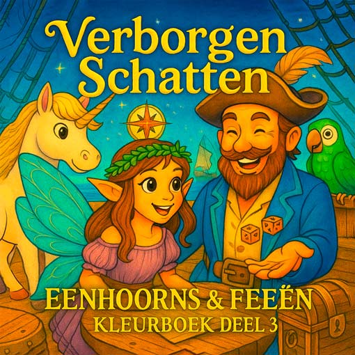 Avontuurlijk kleurboek met eenhoorns, feeën, schatkaarten, zwevende eilanden en onderwatermissies – het derde deel in de serie Eenhoorns & Feeën.