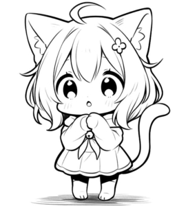 Anime Cats Free printable coloring page – cute, detailed design for kids and adults. Anti-stress, anime, floral, mandala, animal, kawaii cat, and relaxing themes. Download and print for creative fun, mindfulness, or art therapy.