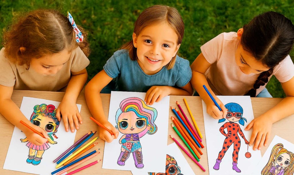 Dibujo fácil de muñecas L.O.L. Surprise! para pequeños artistas, Dibujo para colorear de muñecas L.O.L. Surprise! con atuendos brillantes