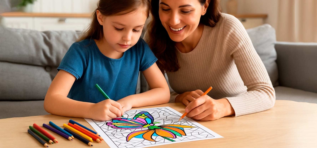 Lustige Mosaik-Ausmalvorlage für kleine Kinder, Mosaik-Ausmalblatt für frühes Lernen