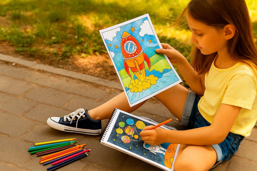 space coloring pages Educational space exploration coloring sheet, Printable solar system coloring sheet for toddlers