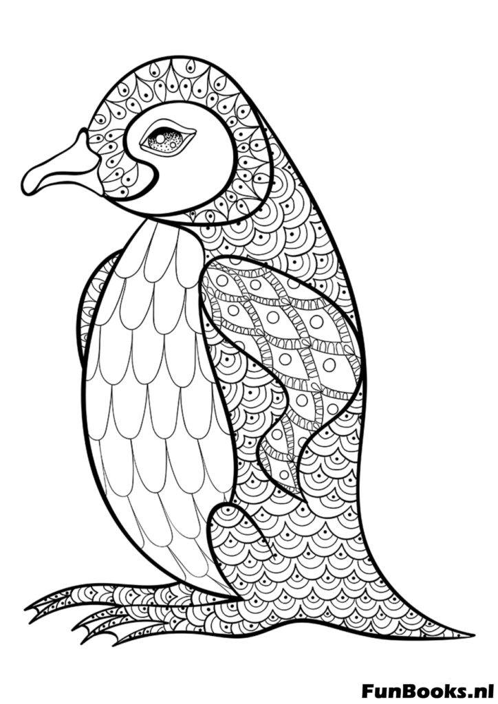 Pinguïn met abstracte ontwerppatronen om te schilderen
