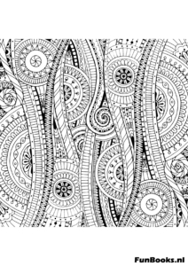 Fließendes wirbelndes abstraktes Linienmuster für kreative Kunsttherapie Ausmalbild