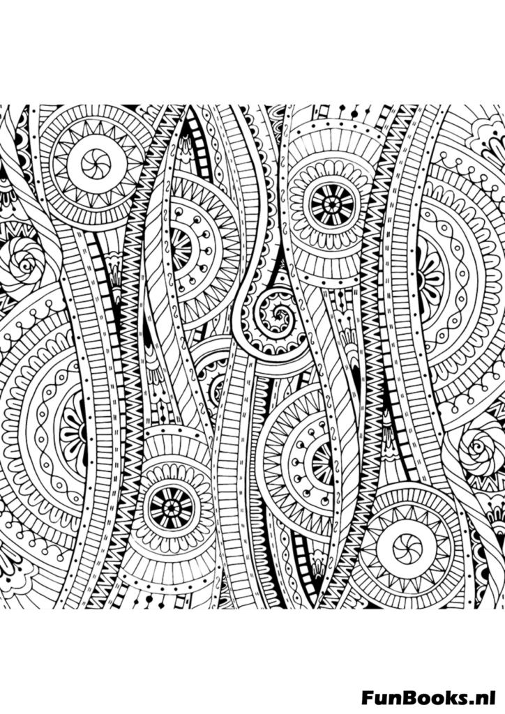 Fließendes wirbelndes abstraktes Linienmuster für kreative Kunsttherapie Ausmalbild