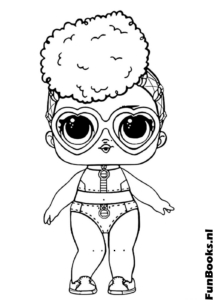 Stijlvolle LOL pop met een groot afro kapsel en crop top kleurplaat