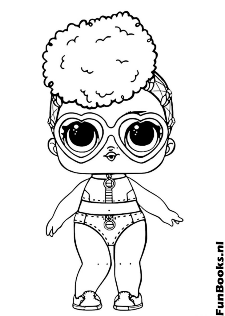 Stylish LOL doll with a large afro hairstyle and crop top coloring page