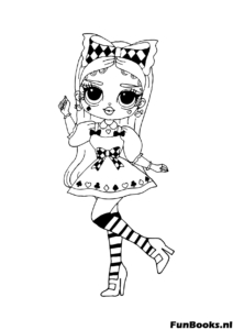 LOL pop gekleed in een Alice in Wonderland stijl jurk met strik kleurplaat