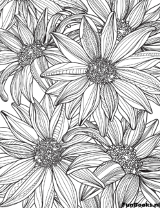 Elegant flower coloring page for stress relief