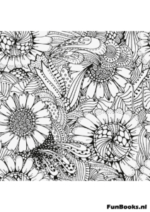 Abstract floral therapy coloring page