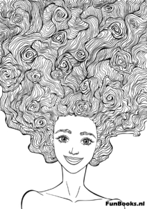 Portrait coloring sheet with expressive lines