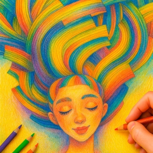 terapeuticos, Dibujo de arteterapia con formas florales abstractas