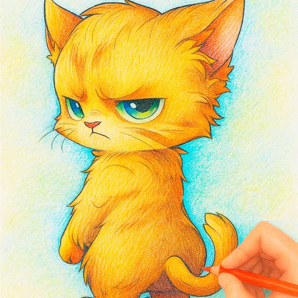 Free Anime Cat Coloring Pages Easy anime cat coloring page for little artists