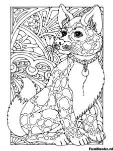 Curious raccoon with complex floral patterns coloring sheet