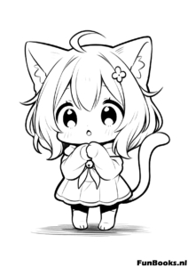 Cute Begging Kitten Anime Coloring Page Adorable kitten sitting and begging with big sparkly eyes anime style coloring page