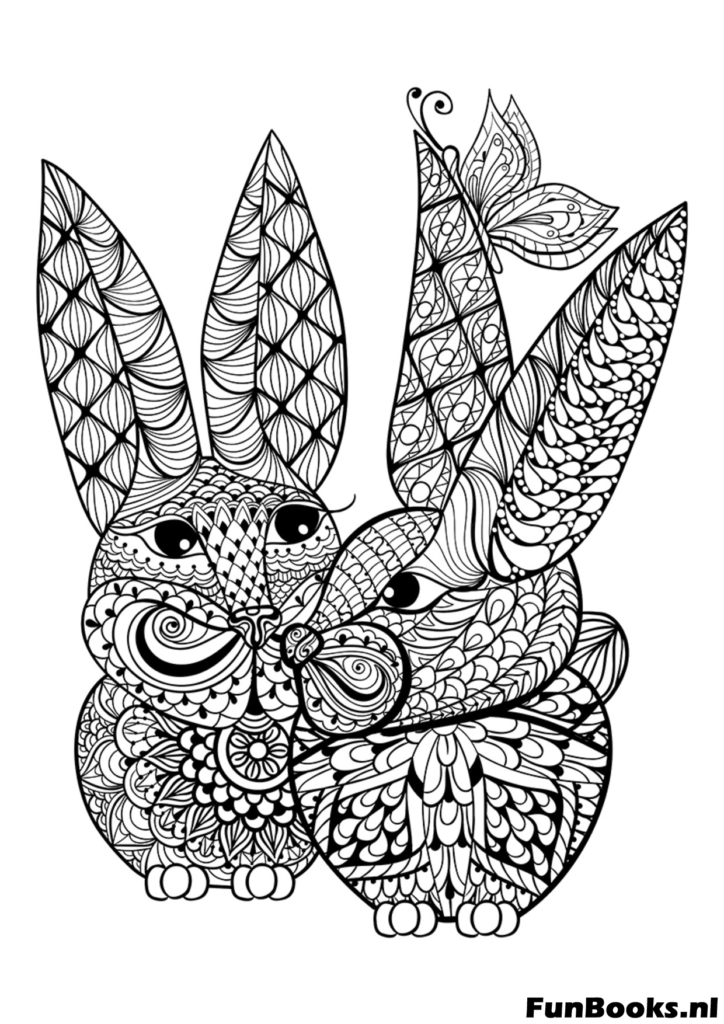 Easter bunny rabbit with art therapy patterns coloring page
