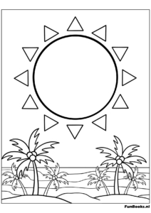 Einfache Sonnenform mit Strahlen Ausmalbild