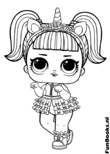 Magische LOL Puppe mit Einhornhorn-Haarreif Ausmalbild