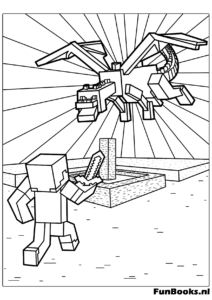 Majestätischer Enderdrache fliegt am Himmel Minecraft Boss Mob Ausmalbild