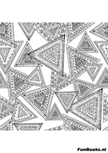 Abstract geometric pattern with triangles and lines for focus coloring page