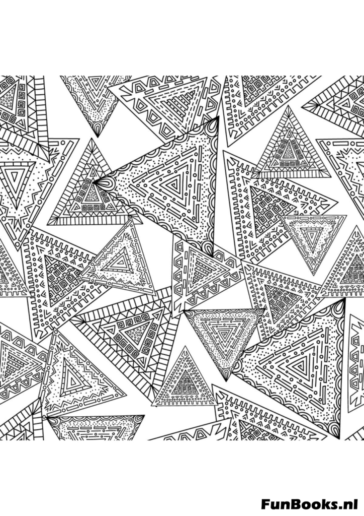 Abstract geometrisch patroon met driehoeken en lijnen voor focus kleurplaat