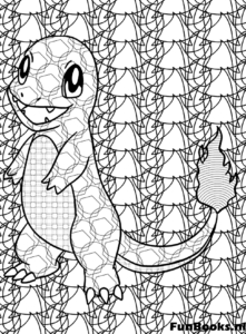 Glumanda steht und lächelt Feuer-Typ Pokemon Ausmalbild