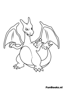 Glurak fliegt und speit Feuer Drachen Pokemon Ausmalbild