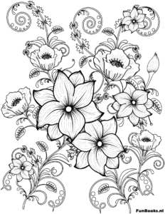 Artistieke grillige bloemenranken en krullen patroon voor creatief kleuren kleurplaat