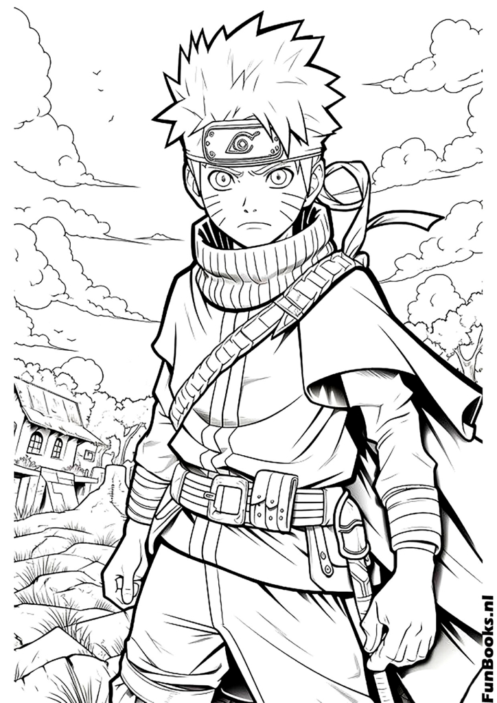 Konohamaru Sarutobi trägt seinen langen Schal und sieht heldenhaft aus Ausmalbild